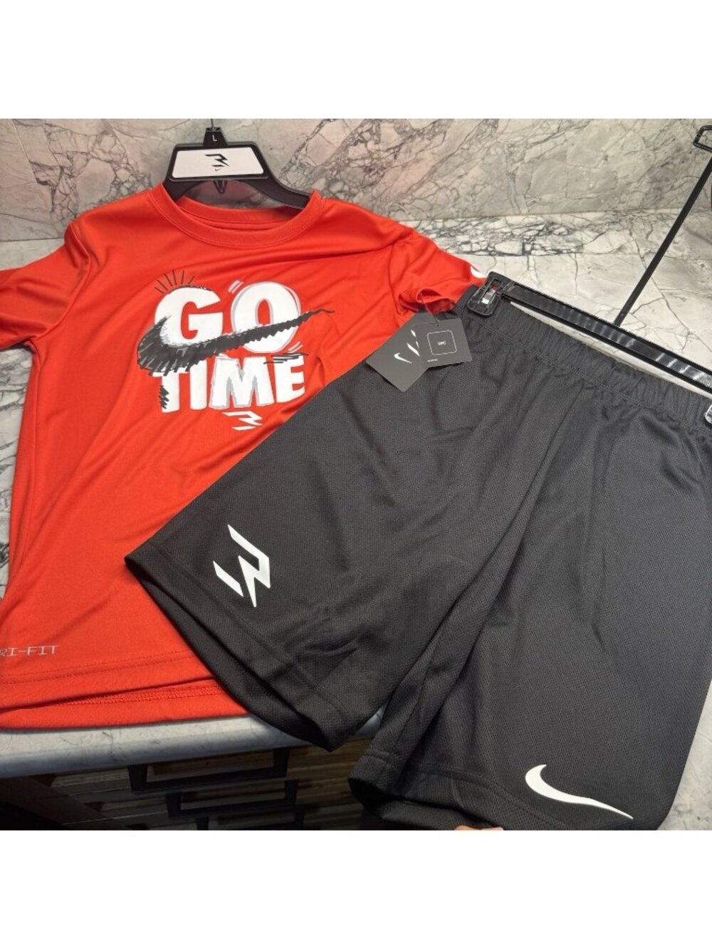 Nike 3Brand Boys Youth Large Russel Wilson Outfit Set Red Black NEW - Picture 1 of 2